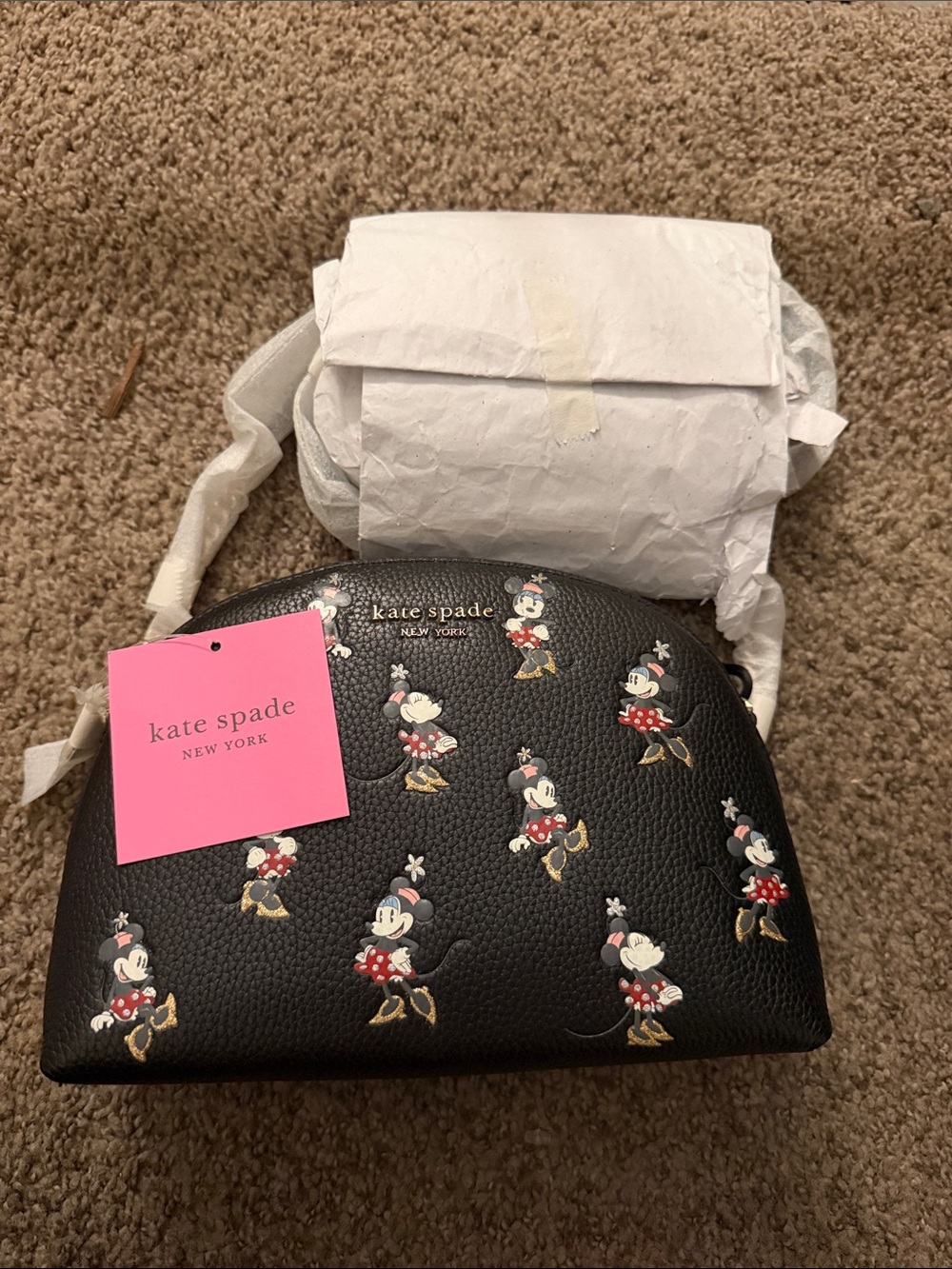 kate spade Black Minnie Mouse Printed Dome Crossbody Purse nwt